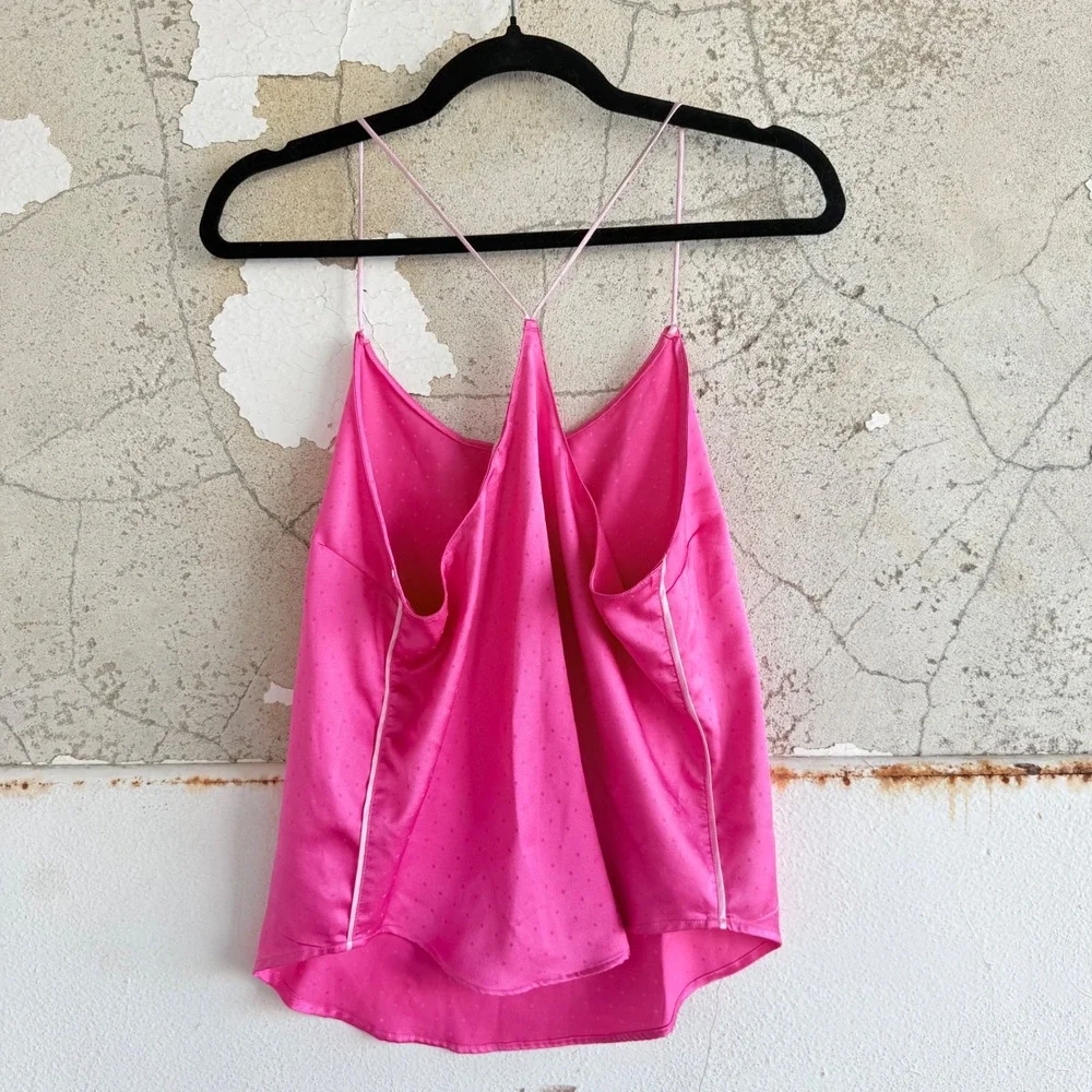 Victorias Secret Satin Pajama Set Hot Pink Polka Dot‎ PJs Silky Cami Shorts Y2K - Picture 3 of 16
